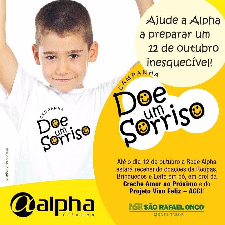 “Doe um sorriso”: Rede Alpha Fitness arrecada donativos para crianças da Bahia e Sergipe