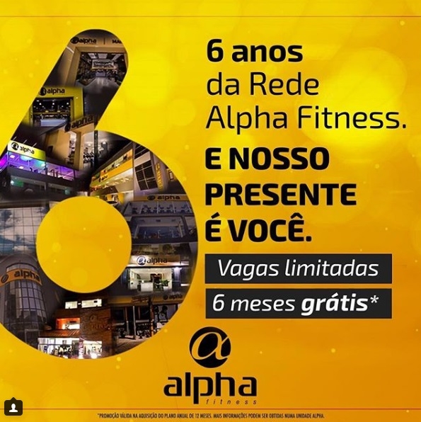 Rede Alpha Fitness celebra seis anos com festa e promoção!